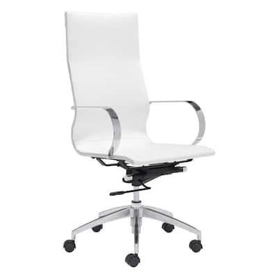 Glider White Leatherette High Back Office Chair