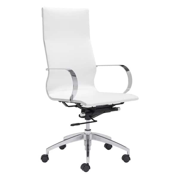 ZUO Glider White Leatherette High Back Office Chair 100372