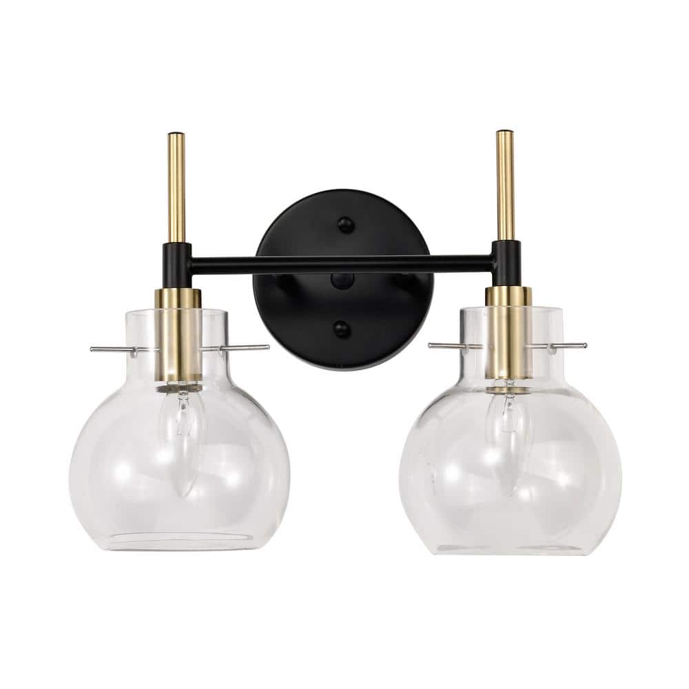 Warehouse of Tiffany Layla 14 in. 2Light Indoor Matte Black and Brass