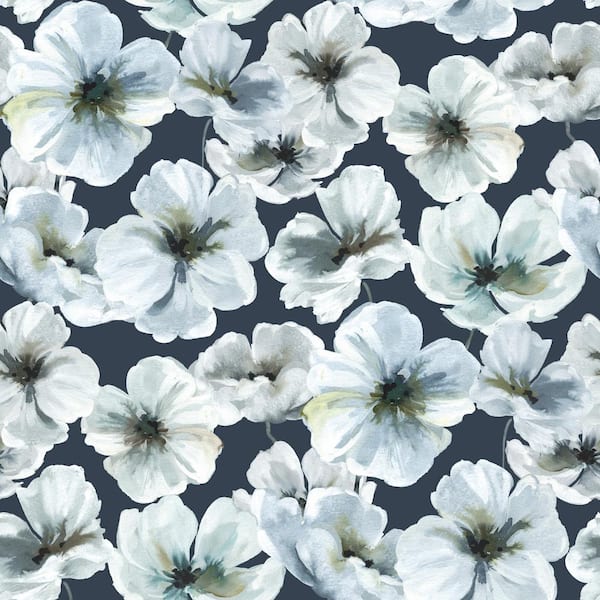 RoomMates 28.29 sq. ft. Tamara Day Hawthorn Blossom Blue Peel and Stick Wallpaper