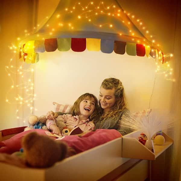 Outdoor 33 ft. Solar Mini Bulb 100 Integrated LED Copper Wire String Light with Warm Color