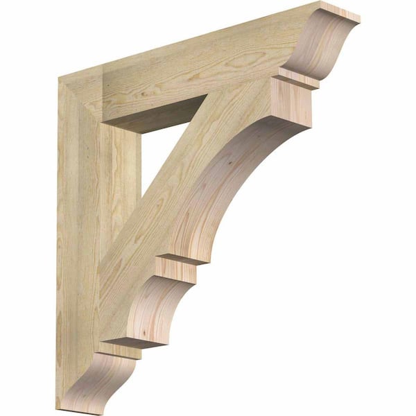 Ekena Millwork 6 in. x 34 in. x 34 in. Douglas Fir Balboa Traditional Rough Sawn Bracket