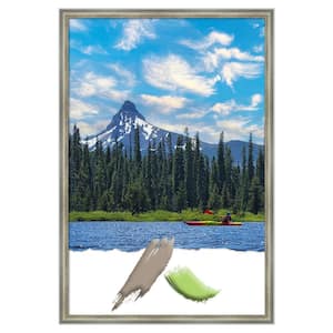 Salon Scoop Silver Wood Picture Frame Opening Size 24x36 in.