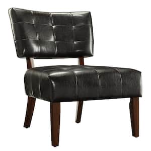 Brown Faux Leather Armless Accent Chair