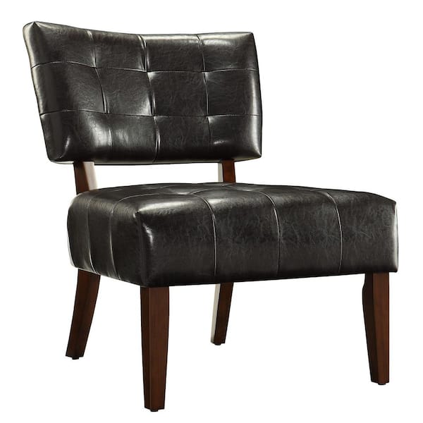 HomeSullivan Brown Faux Leather Armless Accent Chair