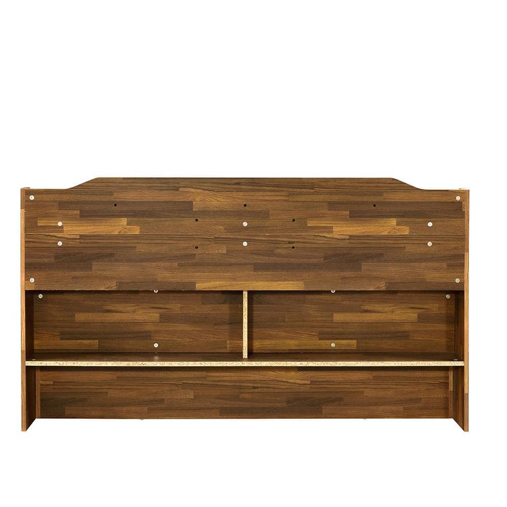 Hestia Midcentury Queen Bed with Upholstered Leather Headboard and Storage