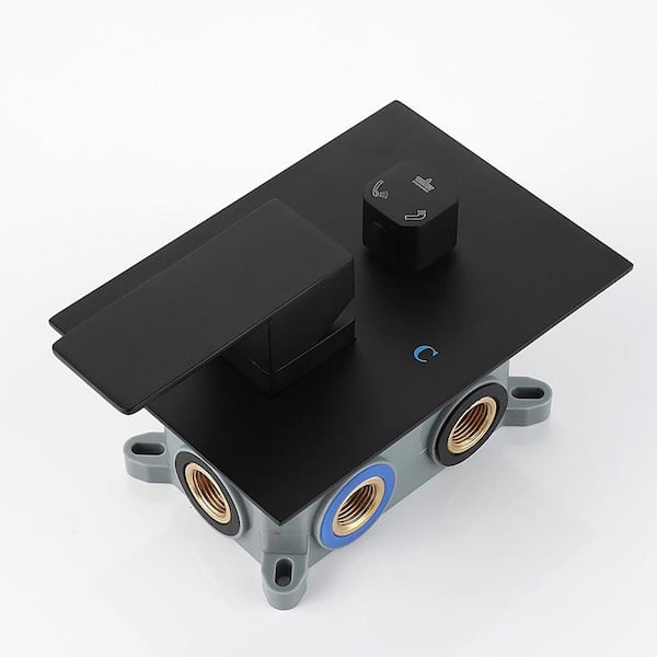 Satico 1-Spray Patterns 16 in. Ceiling Mount Dual Fixed and Handheld Shower Head with Bathtub Faucet 2.5 GPM in Matte Black