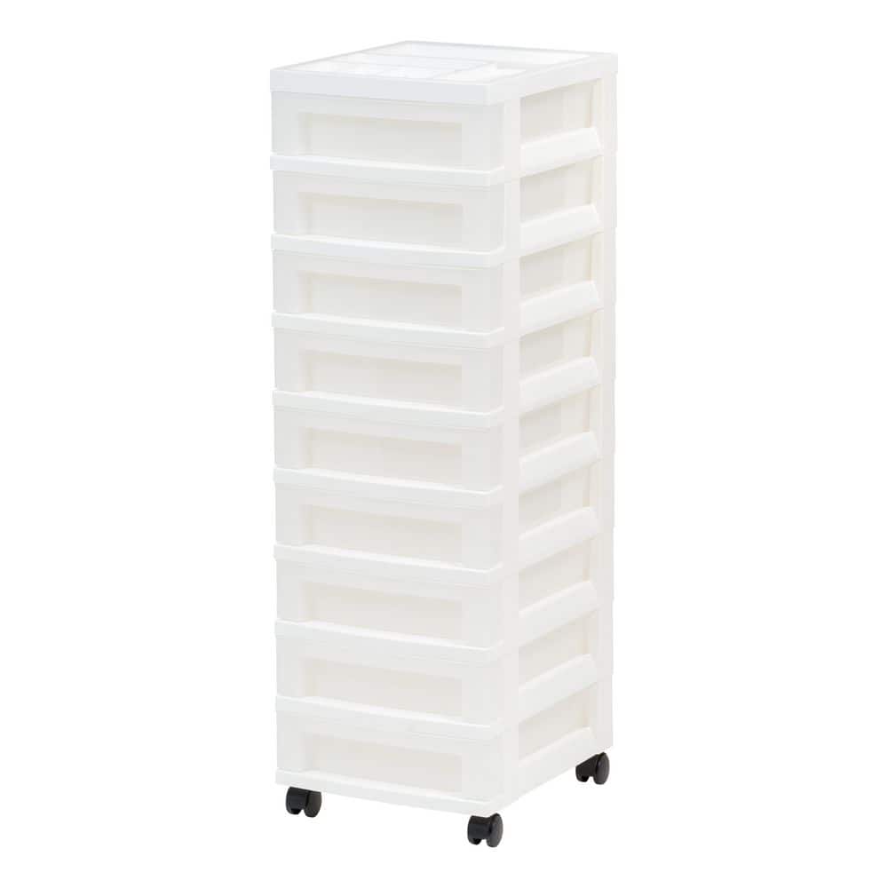 9 Drawer Storage Cart with Organizer Top, White and Pearl (14.25 in. L x 12.05 in. W x 37.75 in. H) price history on PriceWatchPro