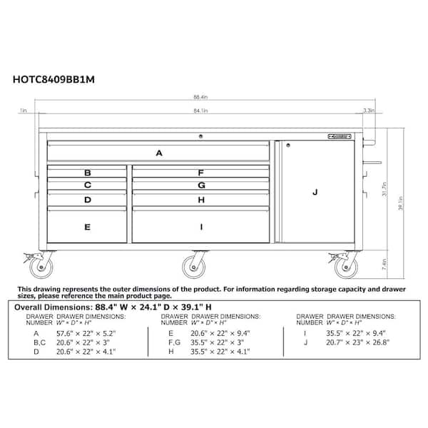 Husky 84 in. W x 24 in. D 9-Drawer Heavy-Duty Mobile Workbench