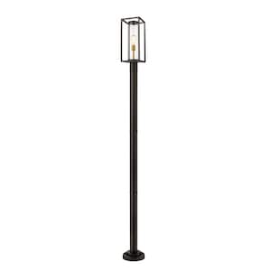 Dunbroch 1-Light Bronze + Brass 95 in. Aluminum Hardwired Outdoor Weather Resistant Post Light Set with No Bulb included