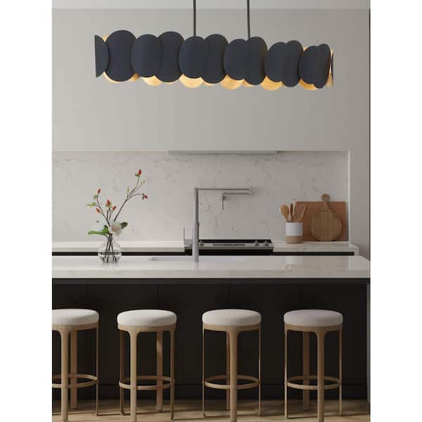 Vailen 10-Light 2-Tone Indoor Island Chandelier for Dining Room with Steel Shades No Bulbs Included