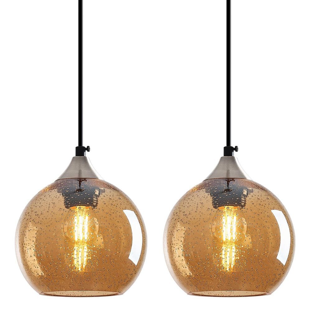 Home Lighting ‎60 Watts 1 Light 5. 9in Amber Glass Pendant Light for Kitchen Island Bedroom, No Bulbs Included, 2Pack price history on PriceWatchPro