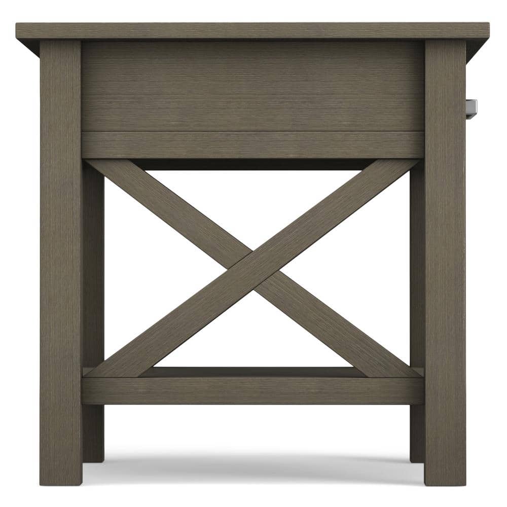 Farmhouse Gray Contemporary Square End Table with Storage