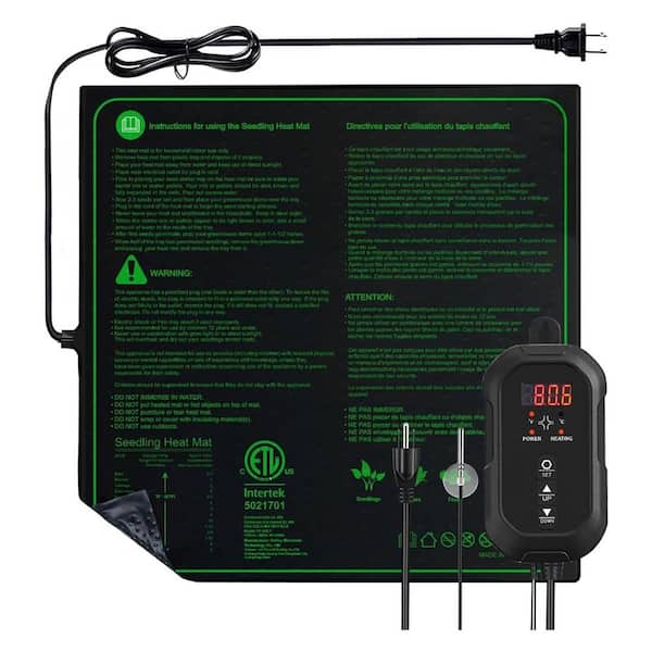 Justincity 20 in. x 20 in. Seedling Heat Mat w Digital Thermostat