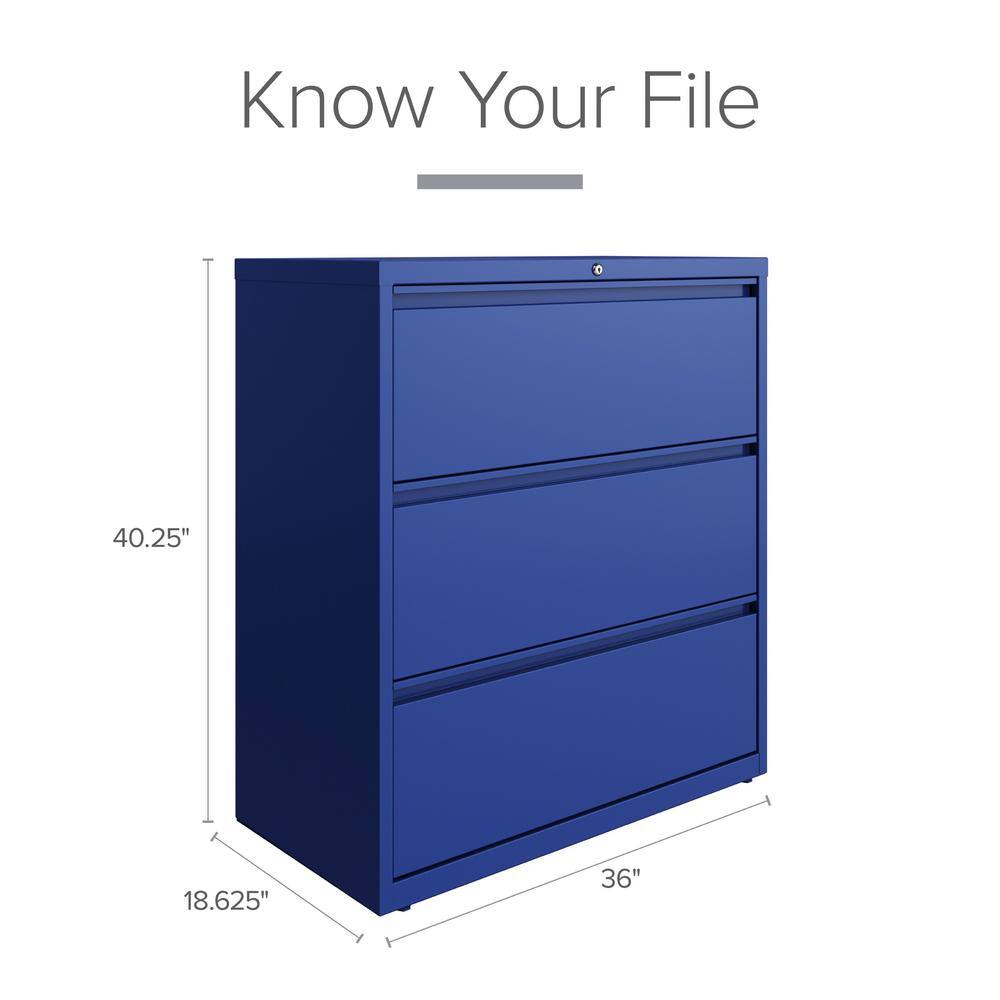 Screaming Green 36" Steel 3-Drawer Lockable Lateral Filing Cabinet