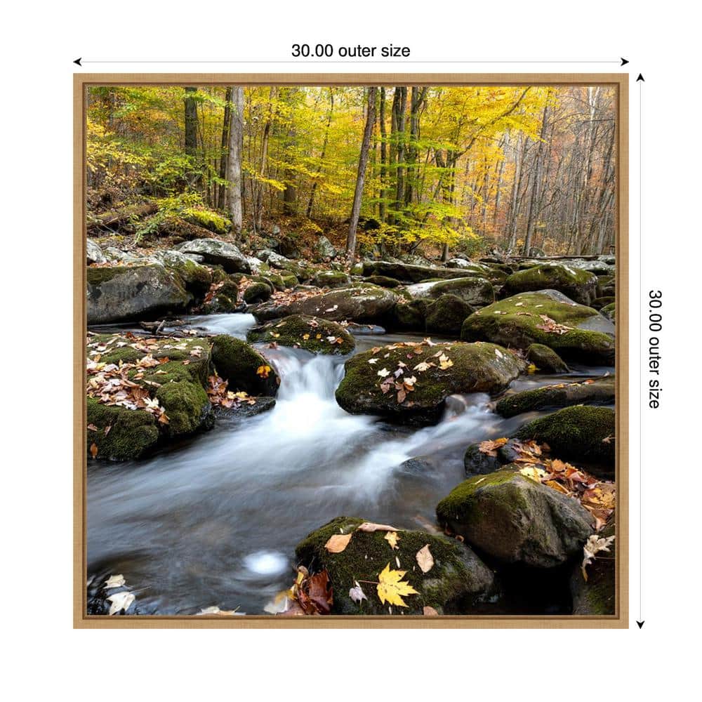 Autumn Rush Scenic Landscape Canvas Print with Maple Floater Frame