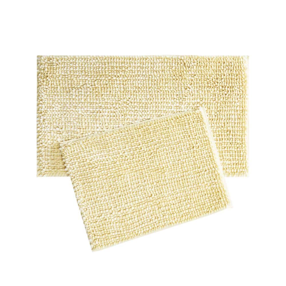 Yellow Chenille Non-Slip 2-Piece Bath Rug Set