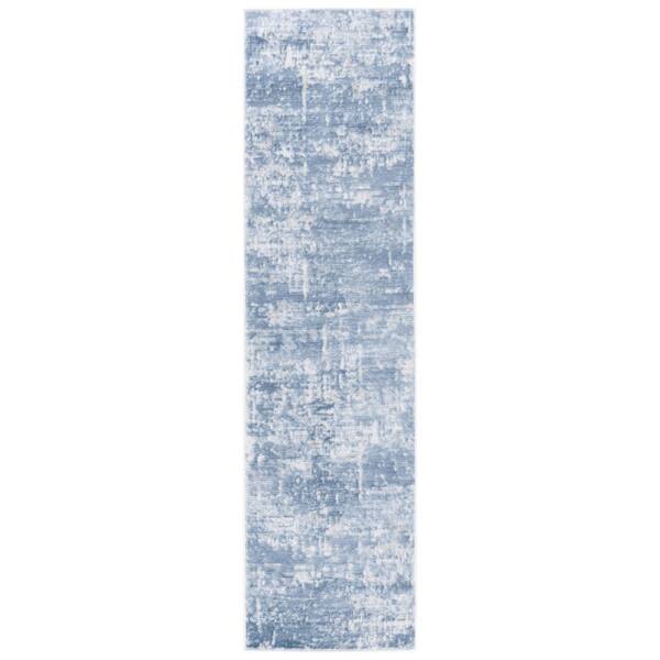 Amelia 2 ft. x 18 ft. Ivory/Steel Blue Abstract Runner Rug