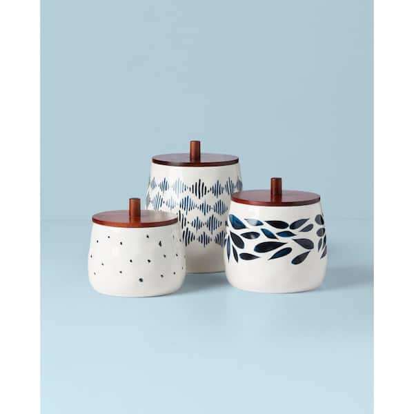 Lenox Blue Bay 3 Piece Porcelain Canister Set 894647 The Home Depot