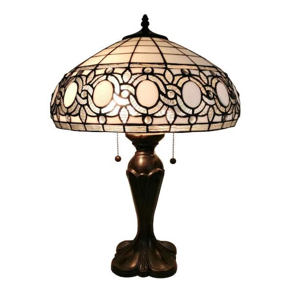 Amora Lighting 24 in. Tiffany Style White Table Lamp