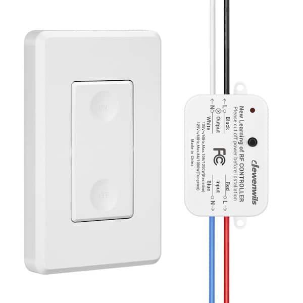 125-Volt Wireless Remote Control Light Switch and Receiver Kit for Ceiling Lights, Fans, Lamps, 100 ft. RF Range