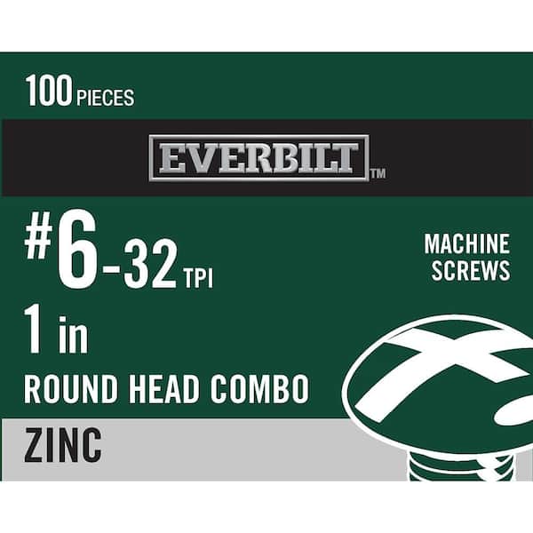 Everbilt #6-32 x 1 in. Combo Round Head Zinc Plated Machine Screw (100-Pack)