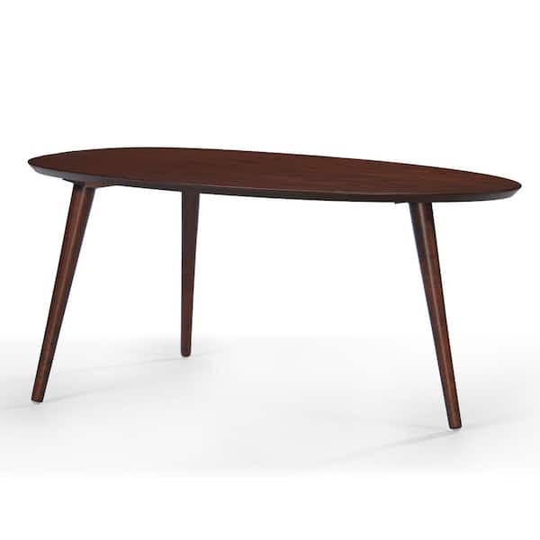 Noble House 39 in. Walnut Brown Oval Wood Top Coffee Table
