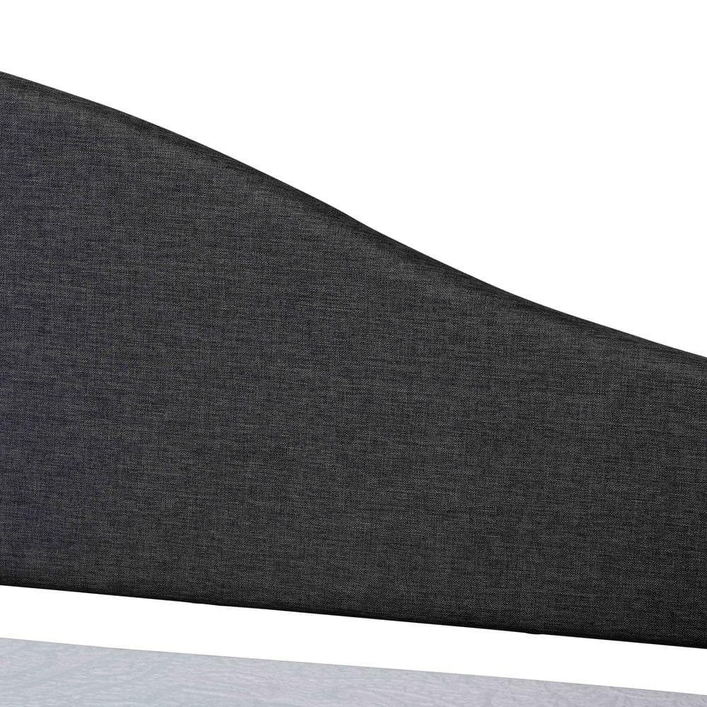 Charcoal Fabric Upholstered Full Daybed with Dark Brown Wood Frame