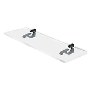 6 in. W x 0.75 in. H x 30 in. D Floating Wall Mount Clear Acrylic Rectangular Shelf 3/4 in. Thick in Black Brackets