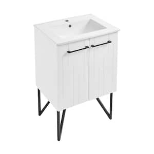 Annecy 24 in. W Bath Vanity in Mondrian White with Ceramic Vanity Top in Glossy White with White Basin