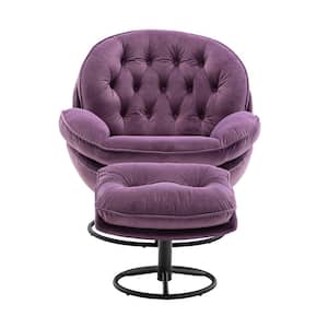 Purple Accent Chair with Ottoman (Set of 1)