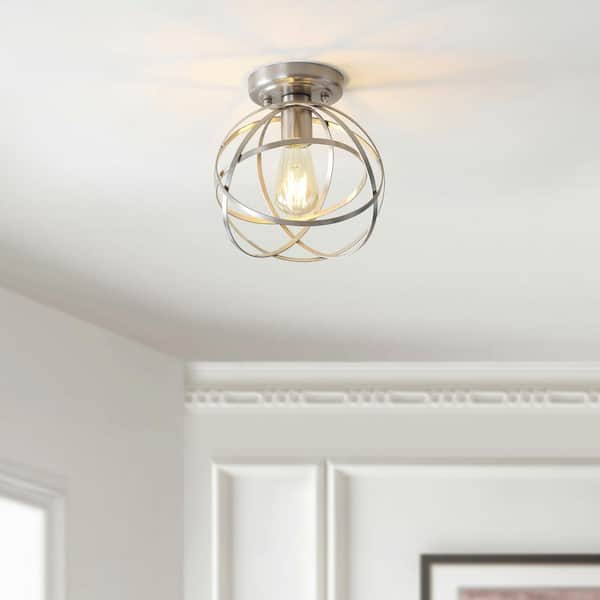 Alba 8.5 in. Nickel Metal Orb LED Flush Mount