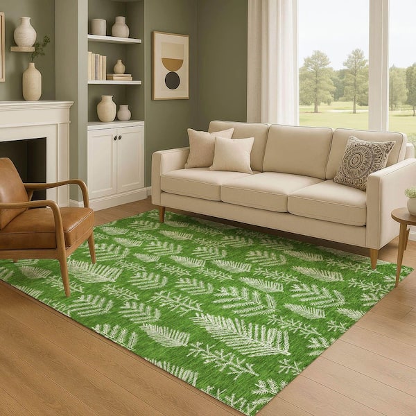 Mayfield Premium Machine Washable Abstract AMF1813 Green 10 ft. x 14 ft. Area Rug