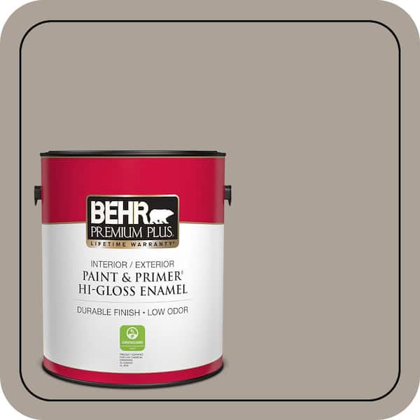 BEHR PREMIUM PLUS 1 gal. #ECC-18-1 Quail Ridge Hi-Gloss Enamel Interior/Exterior Paint & Primer