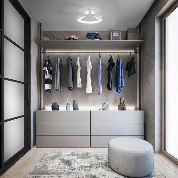 Chaucer 18 in. 1-Light Black Integrated LED 3000K Semi-Flush Mount