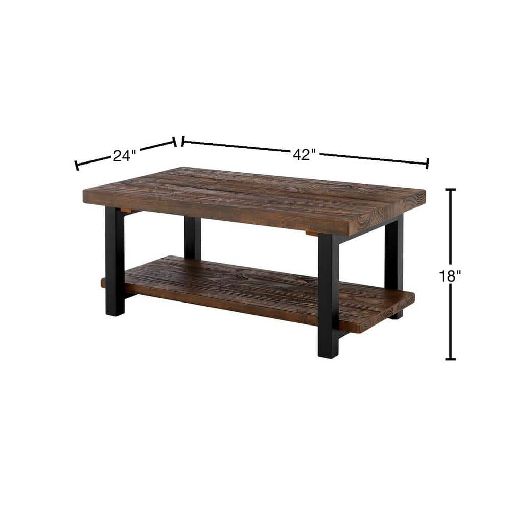 Pomona 42" Rustic Natural Wood and Metal Coffee Table