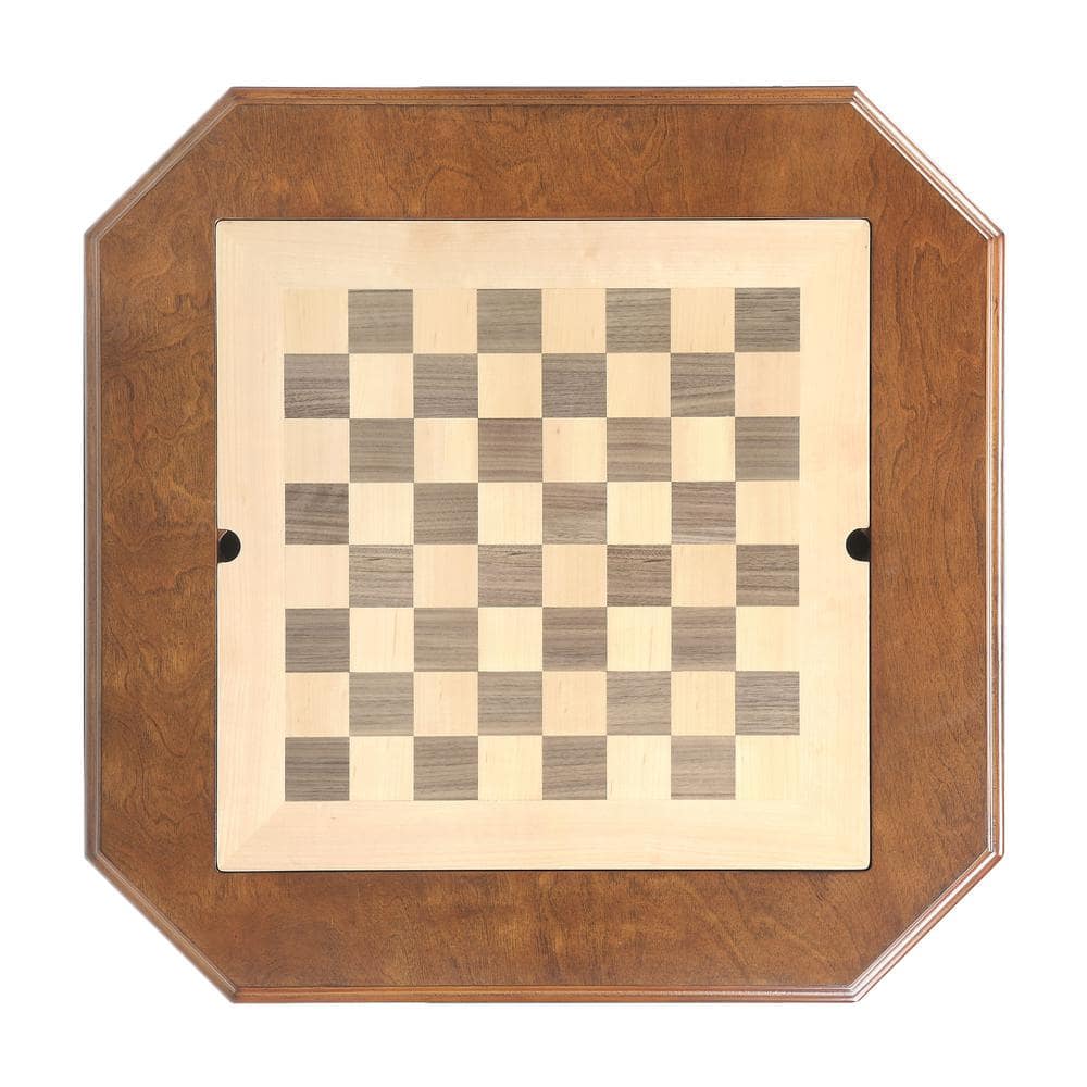 Walnut 28" Square Wooden Game Table with Drawers