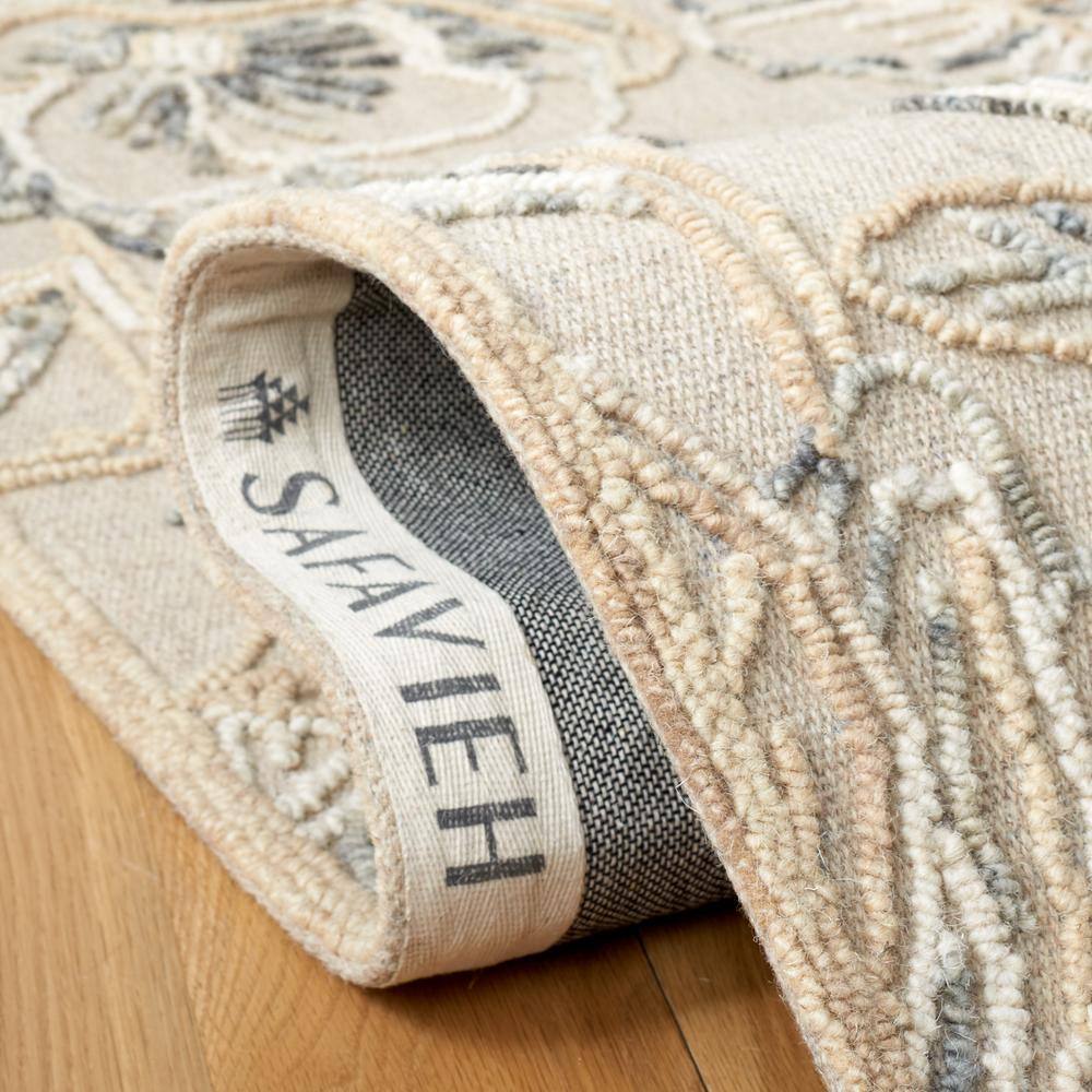 Gray Hand-Tufted Wool Floral 4' x 6' Area Rug