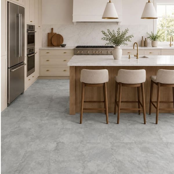 Ash Blended Slate 4 MIL x 12 in. W x 12 in. L Peel and Stick Water Resistant Vinyl Tile Flooring (30 sqft/case)