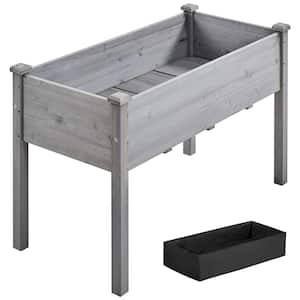 47.5 in. L x 23.5 in. W x 30 in. H Fir Wood Elevated Planter Raised Bed for Backyard