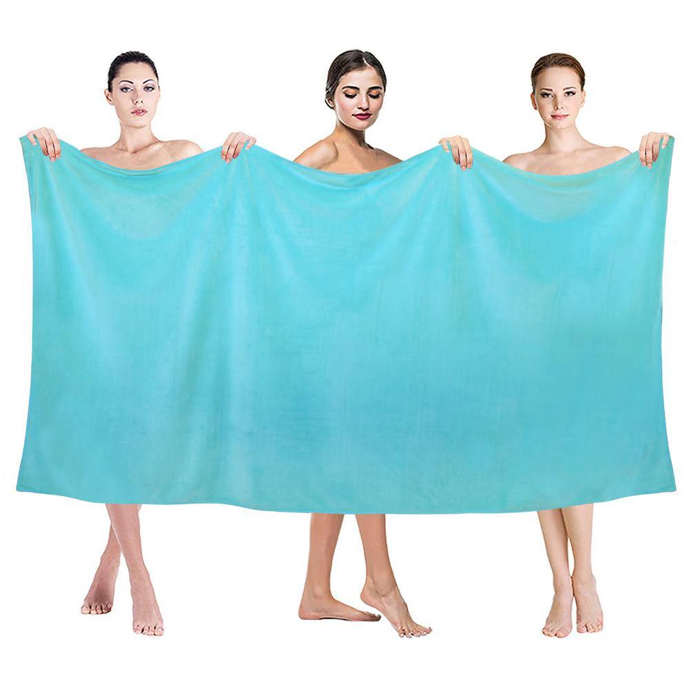 Aqua 40 in. x 80 in. Microfiber Bath Sheet (Set of 2)