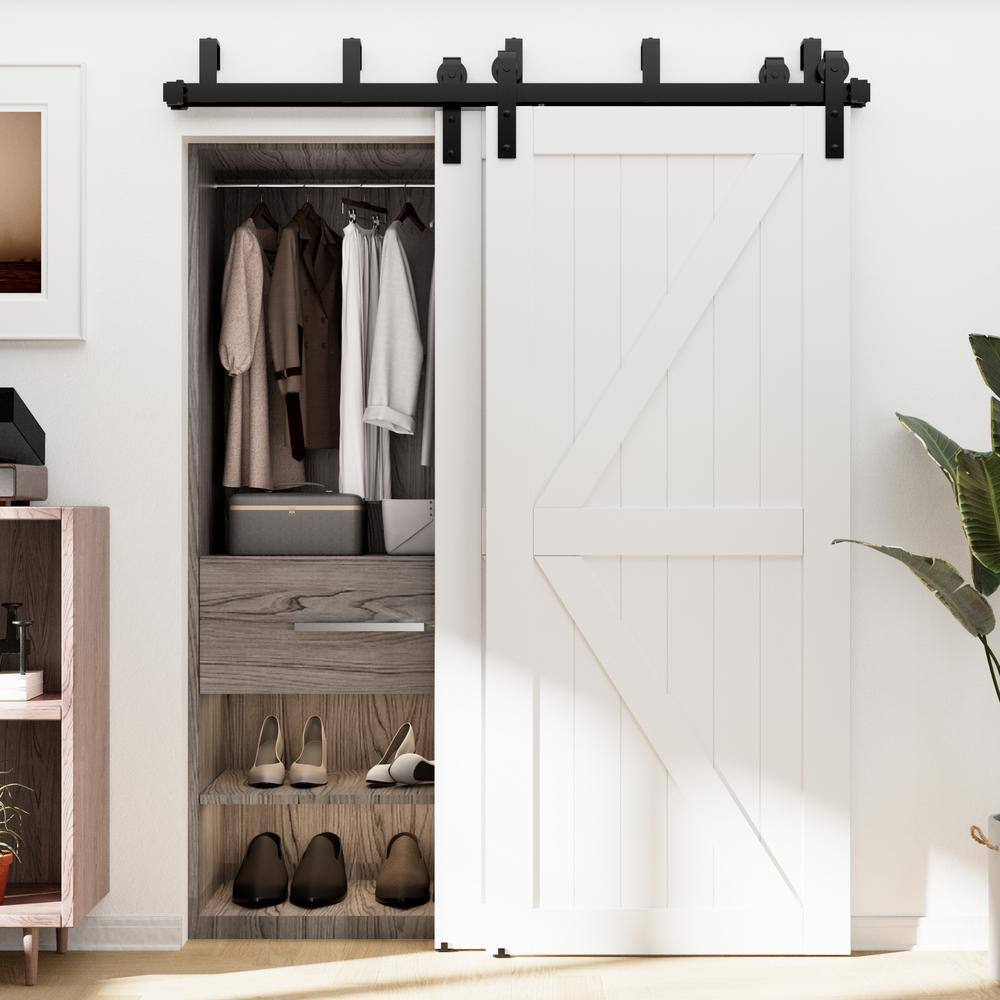 LAZ Sliding Double Bypass Double Door Barn Door Hardware Kit