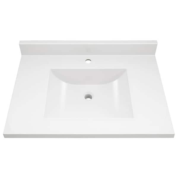 Nevado 25 in. W x 19 in. D x 36 in. H Bath Vanity in Gray with White Cultured Marble Top Single Hole