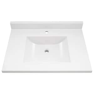 Nevado 25 in. W x 19 in. D x 36 in. H Bath Vanity in White with White Cultured Marble Top Single Hole