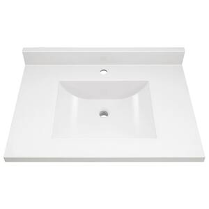 31 in. W x 22 in. D x 36 in. H Bath Vanity in Brown with White Cultured Marble Top Single Hole