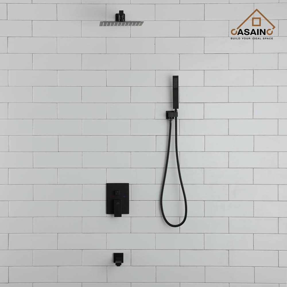 Matte Black Large Square Dual Rain Shower System