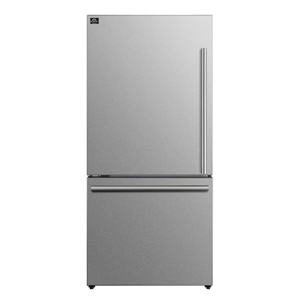Forno Milano 31 in. Stainless Steel Bottom Freezer Refrigerator with Ice Maker