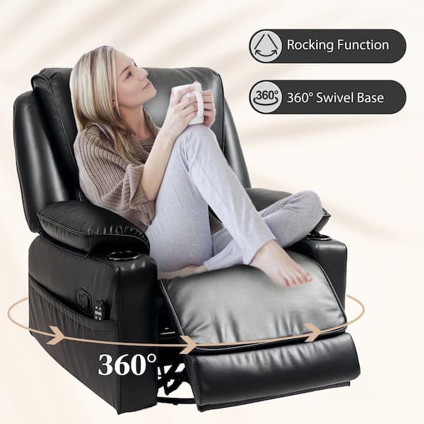 oates manual swivel massage recliner chair with heat and vibration Homall Swivel Rocker Recliner with Massage and Heat, Brown Fabric –  homalldirect main image 0