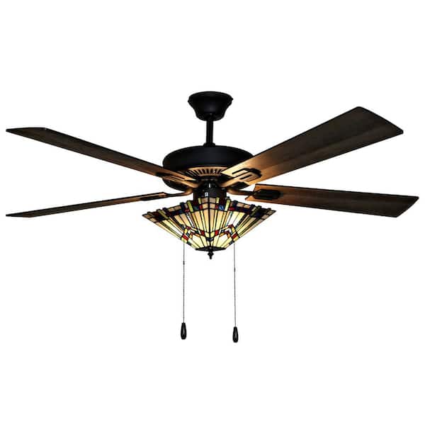 River of Goods Michelangelo Mission 52 in. Stained Glass LED Ceiling Fan With Light