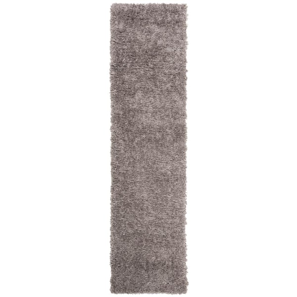 Madrid Shag 2 ft. x 12 ft. Charcoal Solid Color Runner Rug